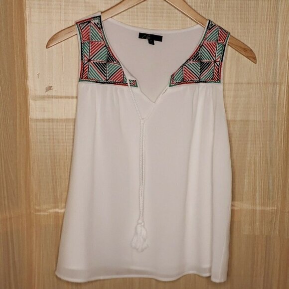 C. Luce Womens White Sleeveless Gauzy Boho Top Medium - Picture 1 of 5